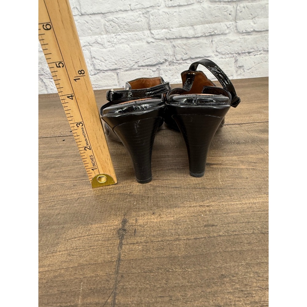 Sofft Black  Patent Leather Peep Toe Slingback Heels 8.5M Classic Comfort Office - Picture 8 of 13